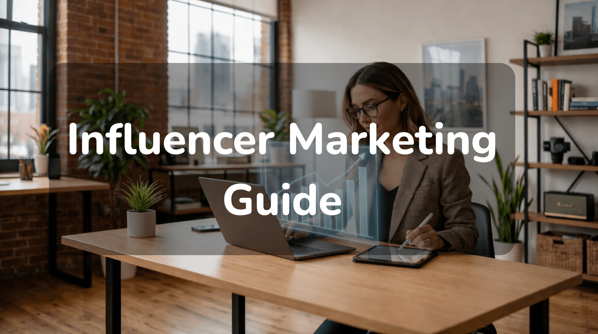 An influencer analyzes a sales growth chart, showing how performance-based influencer marketing delivers measurable ROI for ecommerce businesses.