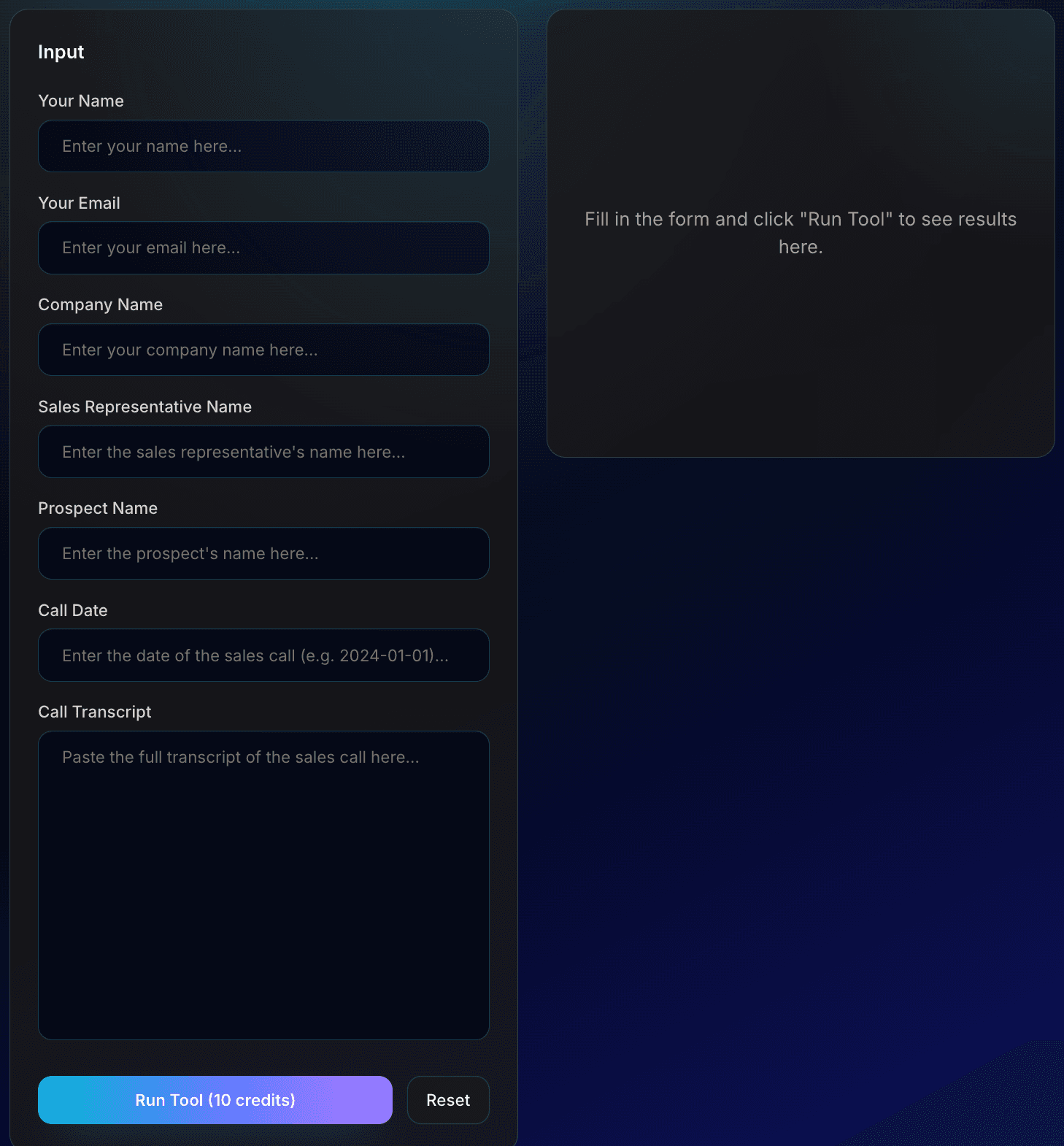 Sales Call Analyzer preview
