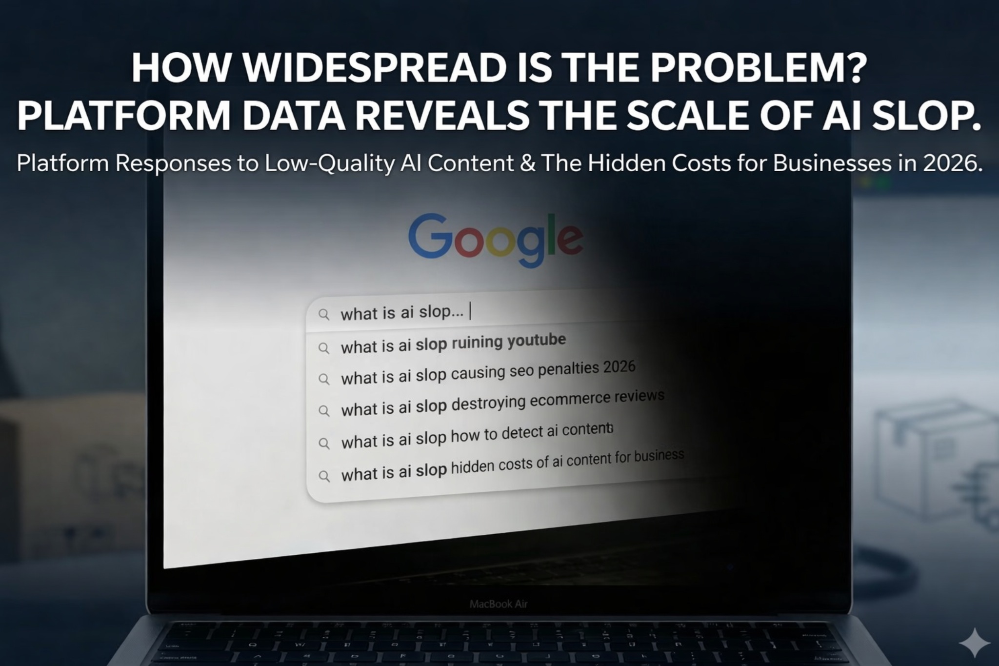 Search results interface showing quality content versus AI-generated spam comparison