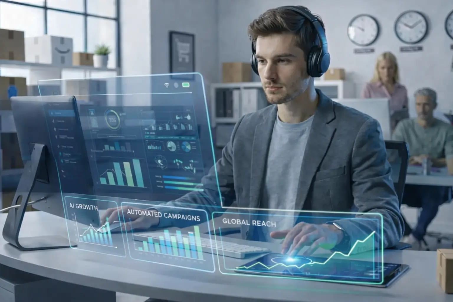 Startup founder uses AI marketing tools for e-commerce growth and efficiency.