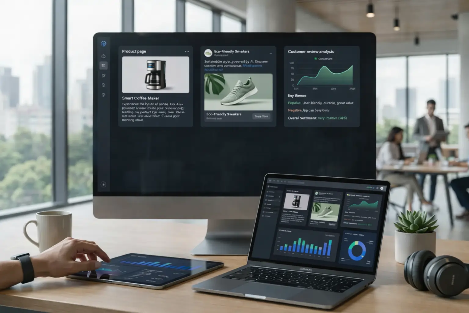Digital interface showing AI-generated content for eCommerce, highlighting prompt engineering.